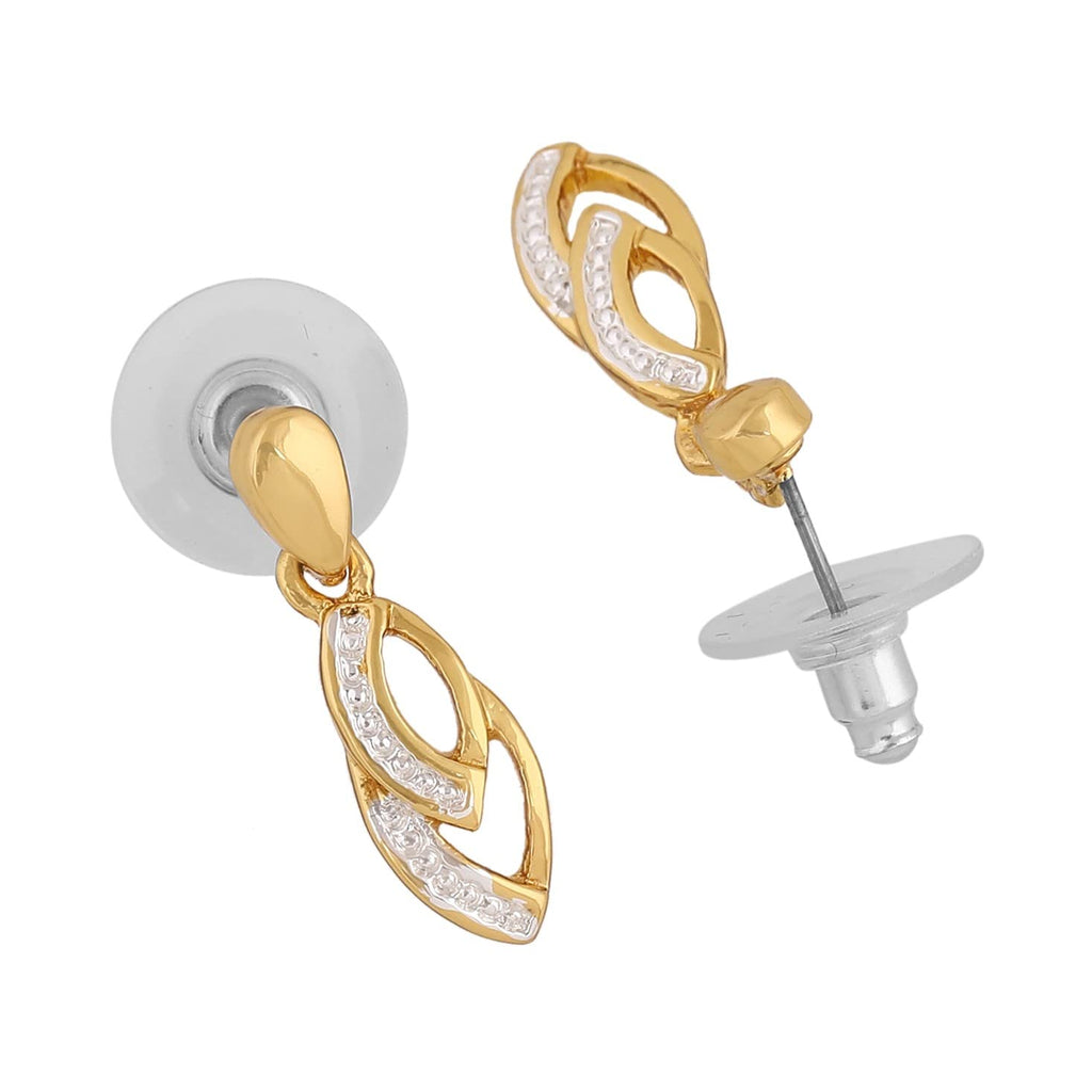 Estele Fashion Jewellery Gold & Rhodium Plated Leaf Designer Drop Earrings for Girls and Women-629/705 ER