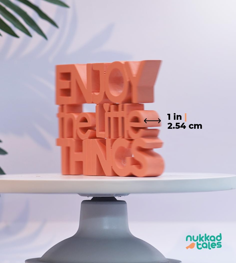 NUKKAD TALES Enjoy The Little Things - Pink Table Decor: Perfect for Home, Office, Desk, or Shelf. Quirky Room Decoration Showpiece for Birthday, Corporate Gifts, and Inspiring Wall Decor.