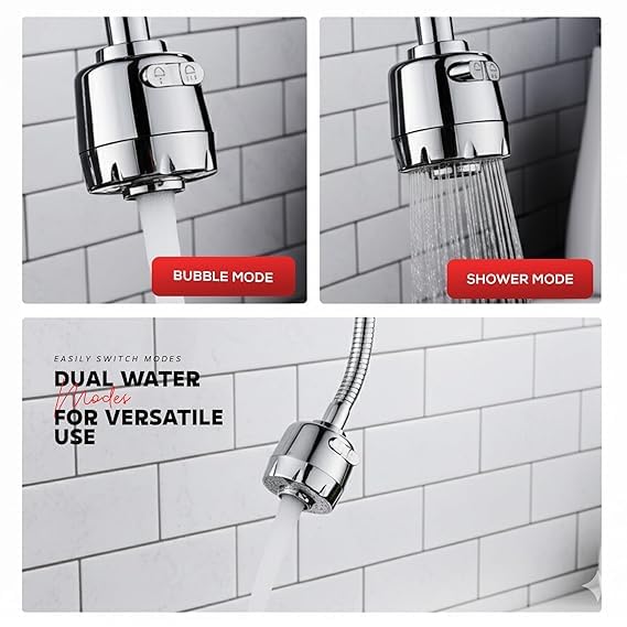 ALTURAS Kitchen Tap Extender, 360° Rotating Faucet Extension for Kitchen Sink & Basin, Adjustable Water Flow