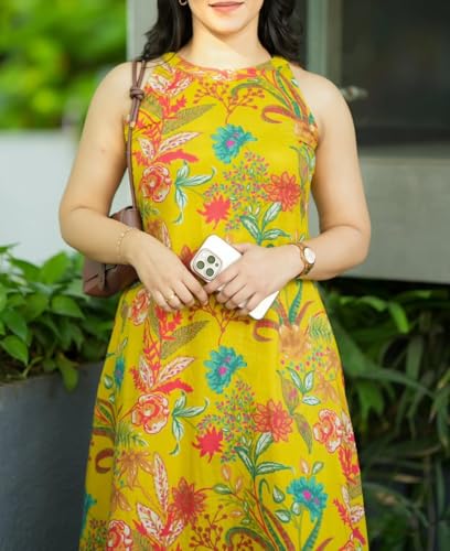 Klosia Women Pure Cotton Kurta Palazzo Set | Sleeveless Printed Kurta with Palazzo Pants | Summer Friendly, Office Wear Co-Ord Sets