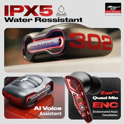 GOBOULT Mustang Torq Wireless in Ear Earbuds with 60H Playtime, App Support, Quad Mic ENC, 45ms Low Latency, 13mm Driver, Breathing LEDs, Made in India Ear Buds Wireless (Silver)