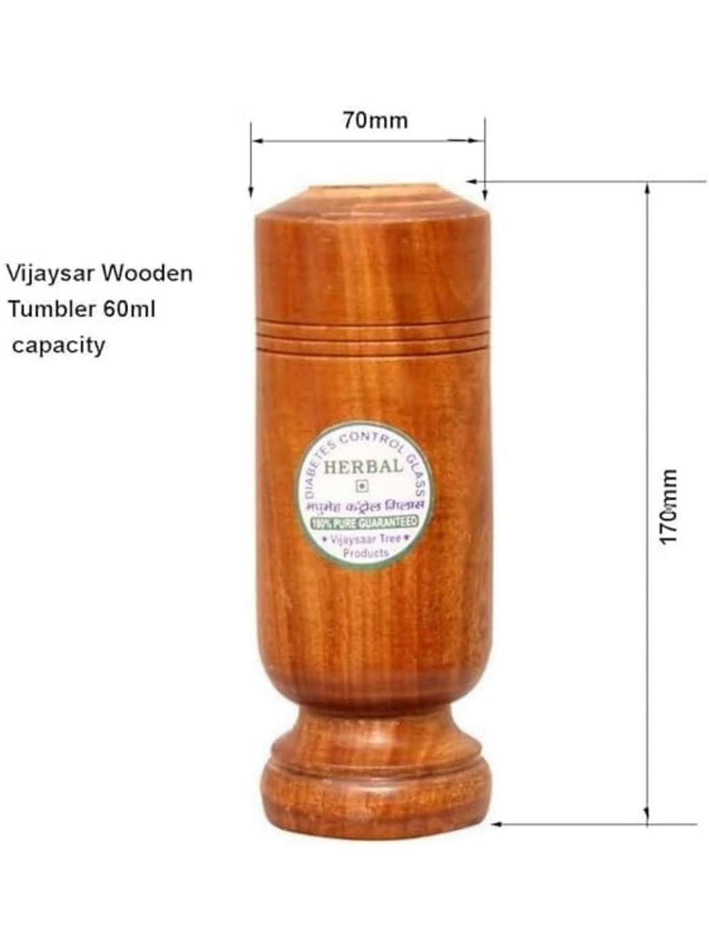 SEINON'S Diabetes Control Vijaysar Wooden Tumbler Glass for Drinking Water & Ayurvedic Glass for Diabetes Management and Blood Sugar Control (Pack of 2)