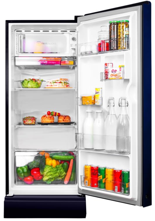 Haier 190L 4 Star Direct Cool Single Door Refrigerator | Toughened Glass Shelves | Fast Ice Making in Just 60 minutes | Large Veg Box| Easy Clean Back (HED-204TMIBA-N, Marine Ivy, Base Stand)