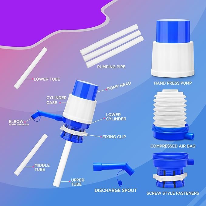 Manual Water Pump Dispenser for 20 Litre Bottle | Hand Press Drinking Water Pump with Long Nozzle | Portable, Easy to Install for Home, Office & Travel
