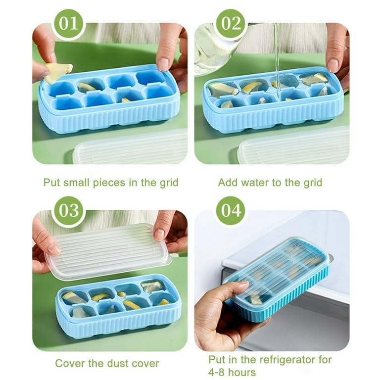 CLOUDVALLEY [3 Pack] Multicolor Ice Cube Tray with Lids, 2-Inch Large Silicone Flexible 8-Cavity Ice Maker Molds for Whiskey & Cocktails, Easy-Release Reusable Ice Cubes, BPA-Free