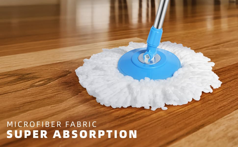 Mop Stick Rod Only with Free Microfiber Refill | Adjustable Stainless Steel Spin Mop Rod | Pocha Stick for Floor Cleaning Home & Office