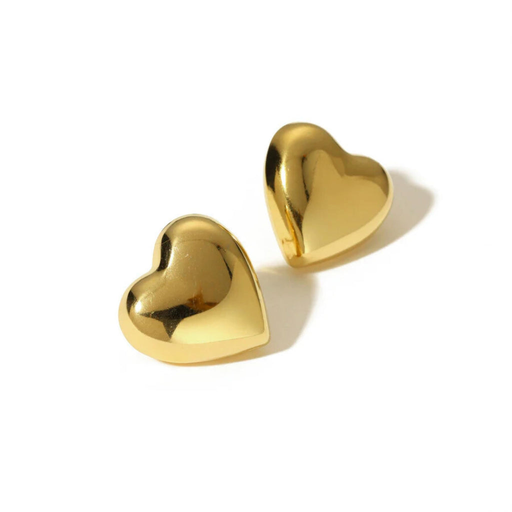 Salve Gold Chunky Contemporary Heart Statement Earrings for Women Stylish | Sleek Ear Accessories for Women Coquette Earrings for Girls Stylish | Aesthetic Jewellery Valentine Gift for Girlfriend