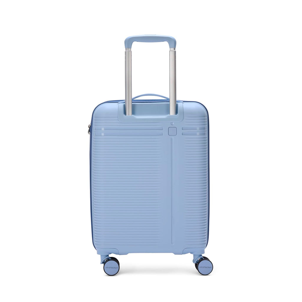 Aristocrat Solana Cabin Trolley Bag 53cm | Small | Hard Luggage | 8-Wheel Suitcase with Laptop Compartment for Business Travel | TSA Lock with Anti-Theft Zipper | 3 Years International Warranty (Blue)