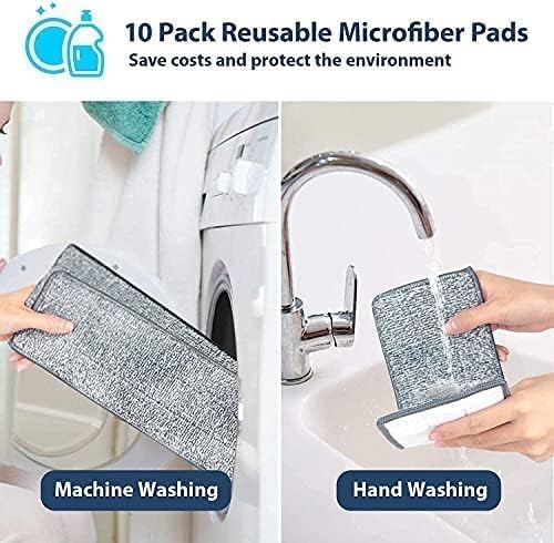 Mop Heavy Quality Floor Mop with Bucket, Flexible Kitchen tap Flat Squeeze Cleaning Supplies 360 Flexible Head/2 Reusable Pads Clean Home Floor Cleaners