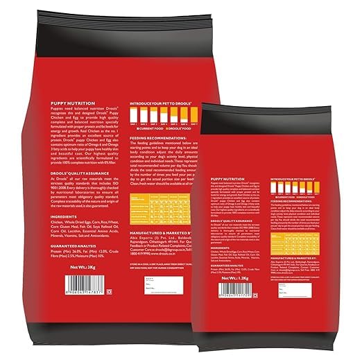 Drools Puppy Dry Dog Food 4.2kg (3kg + 1.2kg Free) | Chicken & Egg Flavour | Supports Active Behaviour | Digestive Health & Immunity | Better Digestibility