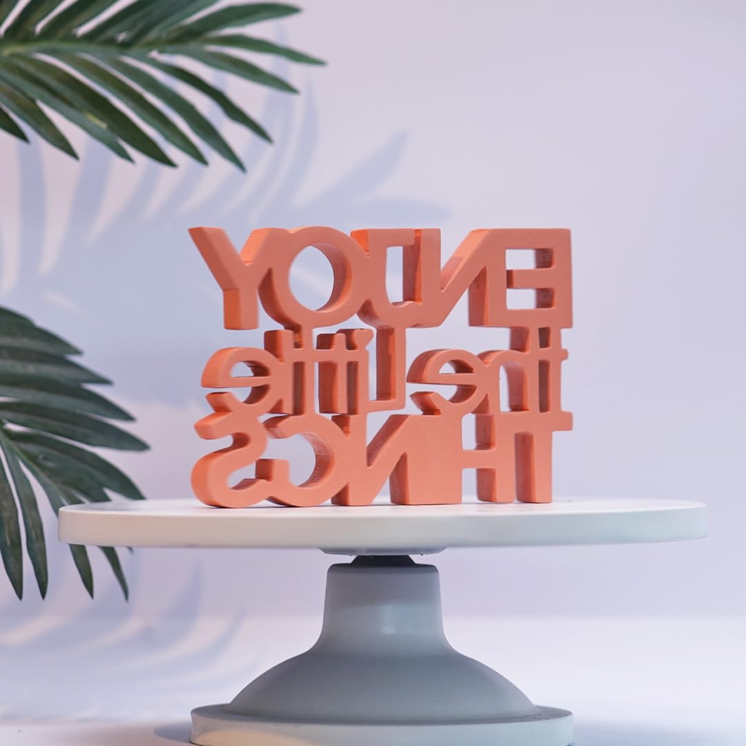NUKKAD TALES Enjoy The Little Things - Pink Table Decor: Perfect for Home, Office, Desk, or Shelf. Quirky Room Decoration Showpiece for Birthday, Corporate Gifts, and Inspiring Wall Decor.