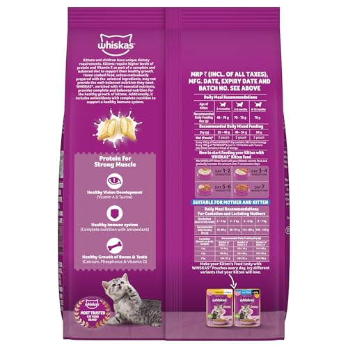 Whiskas Junior Mother Cat & Kitten (2-12 Months) Dry Cat Food, Ocean Fish Flavour, 1.1 kg, Contains 41 Essential Nutrients, Complete & Balanced Nutrition for Mother Cats & Kittens