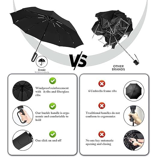 Danzera UV Travel Mini Folding Ultra Compact pastel Umbrella with Case, Manual Open 9 Ribs Lightweight Portable, Small Sun & Rain Pocket Umbrella for Men and Women- Use in Rain & Summer (Black)