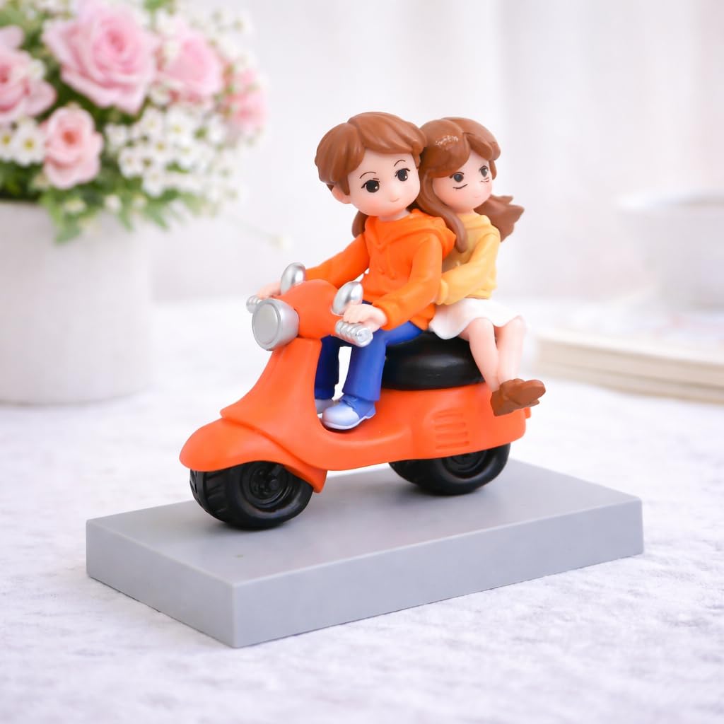 CraftVatika Valentines Day Gift for Husband Wife Girlfriend Boyfriend, Valentine Love Couple on Scooter Ride Statue Showpiece Home Decorative Items for Tabletop, Room Office Decor Bedroom Items