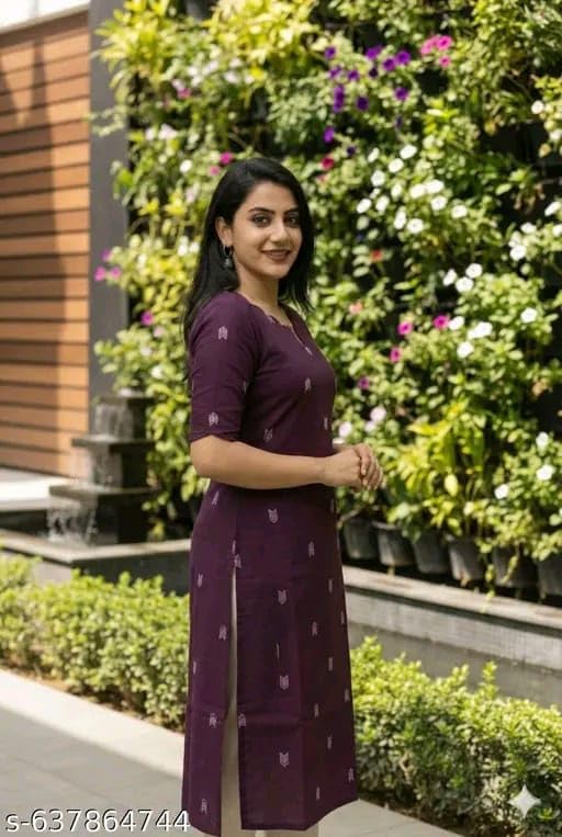 Women’s Printed Cotton Kurti | Stylish Traditional Kurta Wine