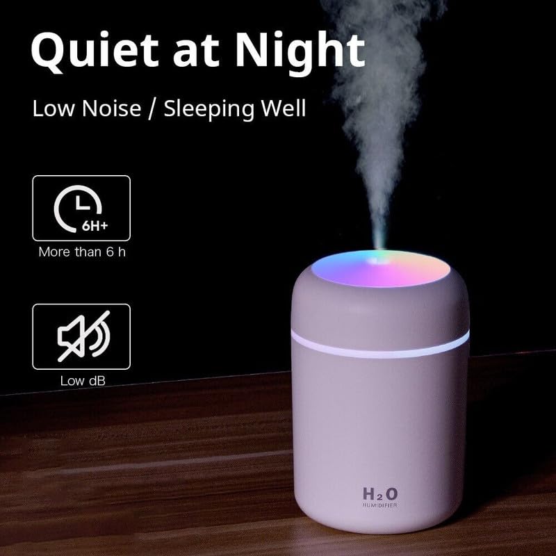 SELLER ZONE Humidifier With Colorful Light For Room, Bedroom, Office, Car (Grey), 300 ML