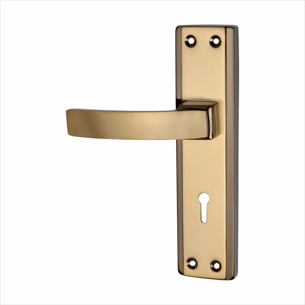 Milton Mortise Lock Set with Door Handle, Black Gold Finish, 7 Inch, Model MHI-RX-03, Complete Set with Keys and Screws