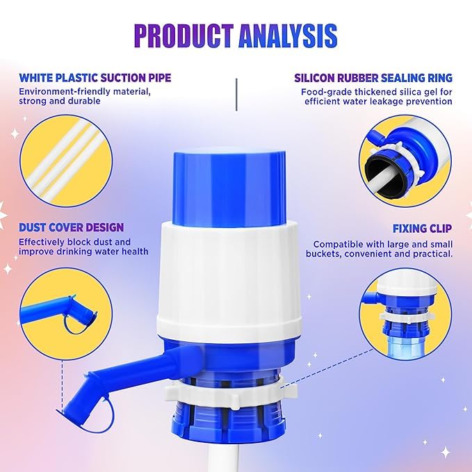 Manual Water Pump Dispenser for 20 Litre Bottle | Hand Press Drinking Water Pump with Long Nozzle | Portable, Easy to Install for Home, Office & Travel