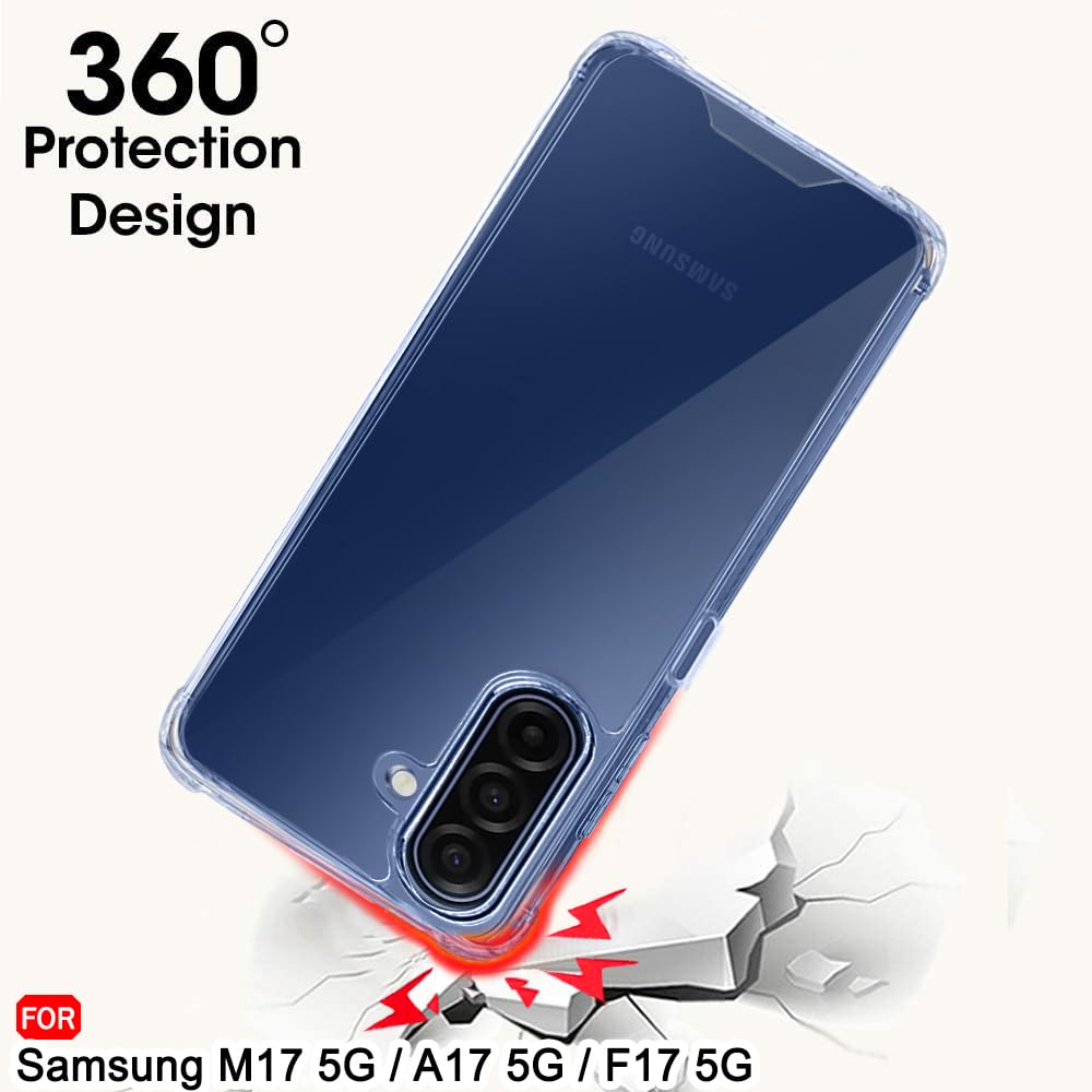 TheGiftKart Crystal Clear Back Cover Case for Samsung Galaxy M17 5G / A17 5G / F17 5G | Shock Proof 360° Protection | Hard Clear Back Case for Samsung M17 / A17 / F17 5G (PC & TPU, Transparent Bumper)