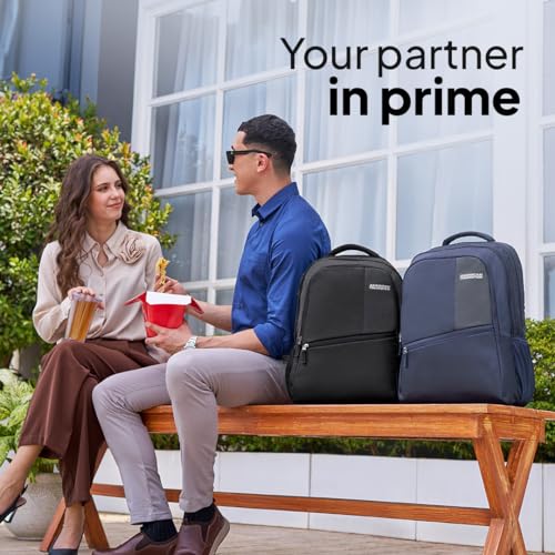 American Tourister Valex | 28L Backpack | 17" Laptop Bag | 2 Compartments | College & Office Backpack for Men and Women | Black | 1 Year Global Warranty