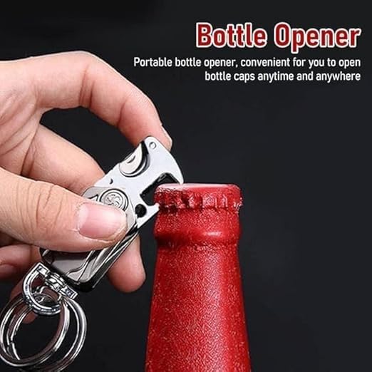 JITRUVA Multifunction Keychain 5 IN 1 Heavy Duty Dual Metal Ring, Bottle Opener, Mobile Phone Holder, 360° Rotate Spinner - Outdoor Carabiner Portable Key-chain For Bike & Car T5i1k-37
