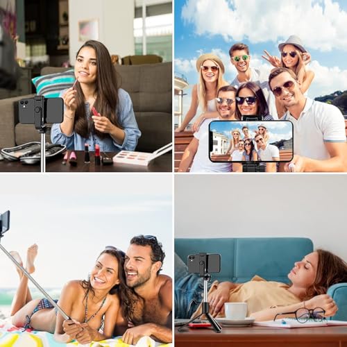 SOOPII 3-in-1 Selfie Stick with Bluetooth Remote, Foldable Tripod Stand, Compact & Extendable Upto 70 cm / 27.5 inches Mobile Stand Holder for iPhone and Android Devices