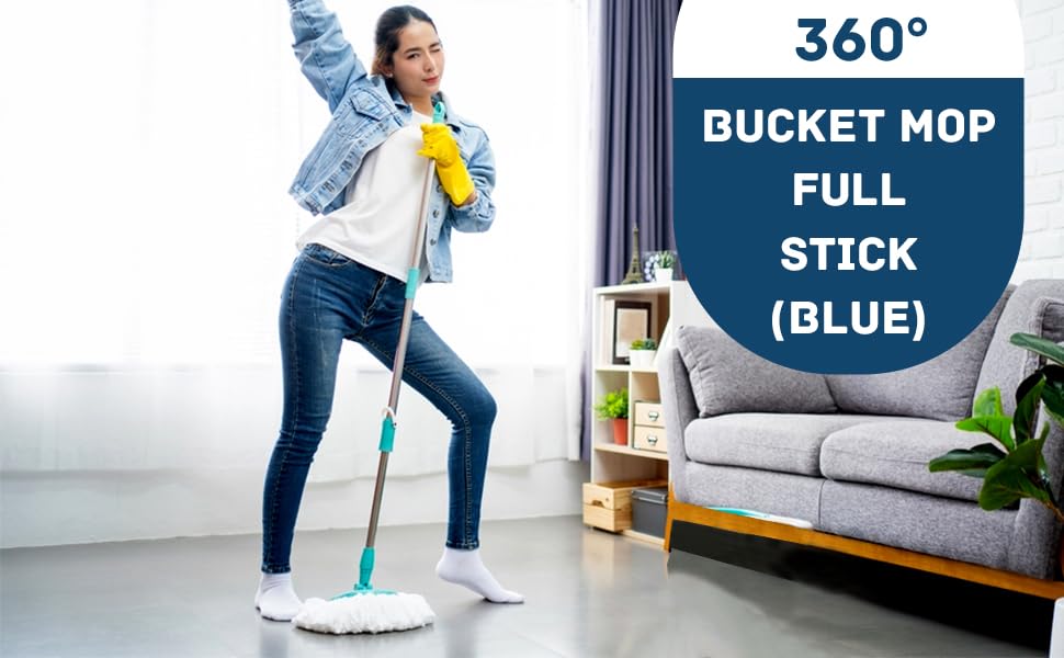 Mop Stick Rod Only with Free Microfiber Refill | Adjustable Stainless Steel Spin Mop Rod | Pocha Stick for Floor Cleaning Home & Office