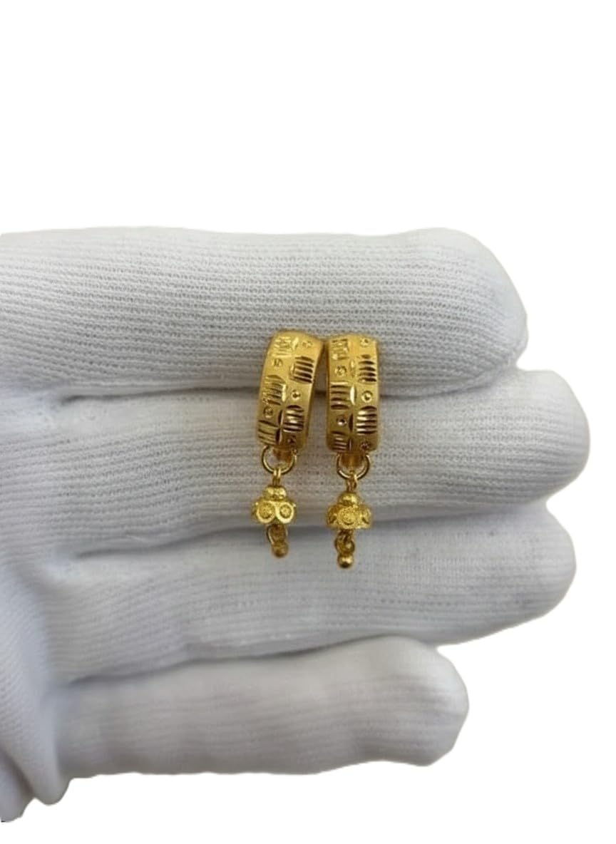 Traditional 1 Gram Gold Plated Sui Dhaga Drop Earrings, Small Dangle Design, Traditional Indian Style Jewelry for Women