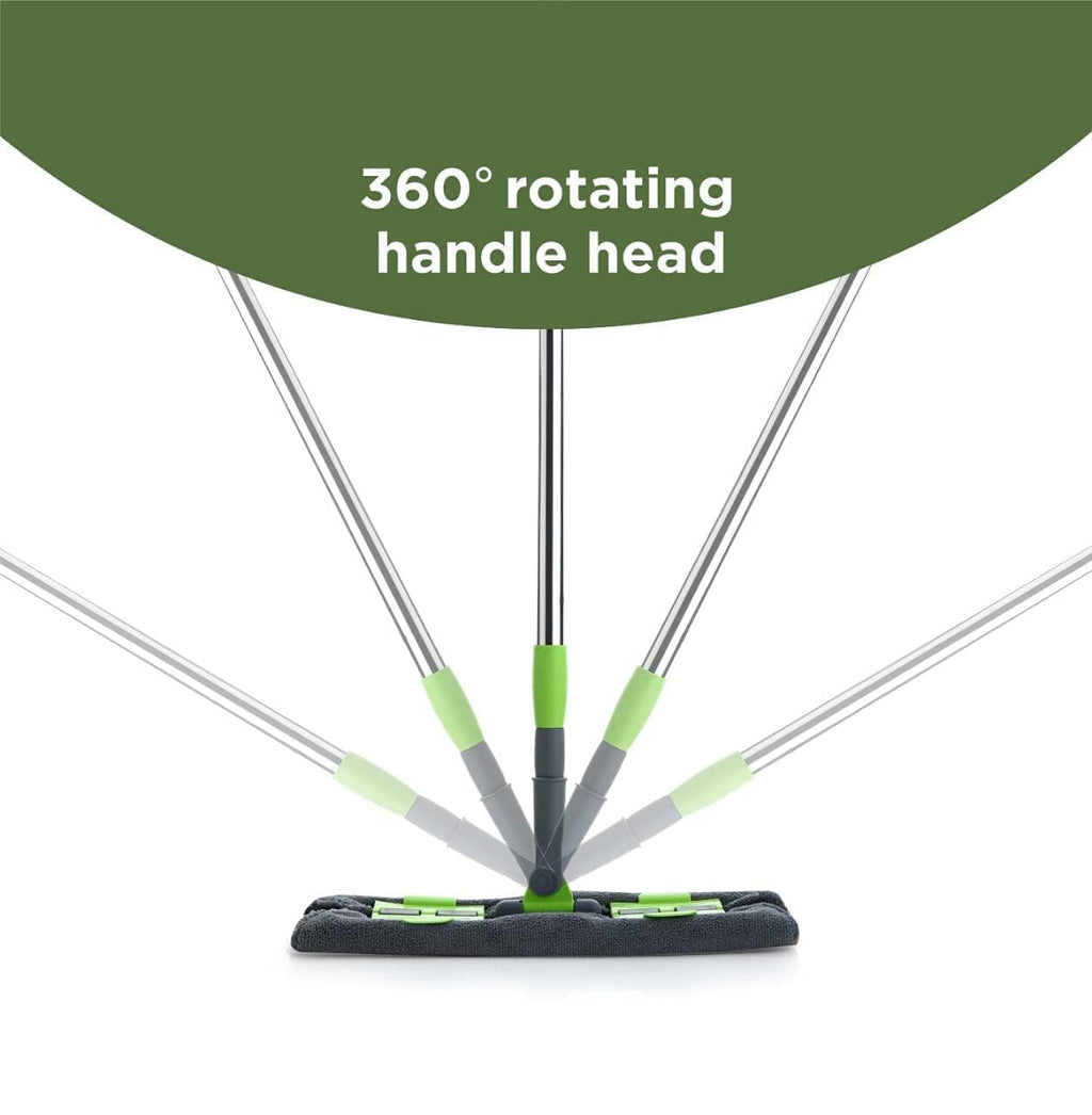 Flat Floor Cleaning Mop with Extendable Handle | Microfiber Reusable Pad | 360° Rotating Head | Lightweight Wet & Dry Mop for Home, Kitchen, Tiles & Wooden Floors