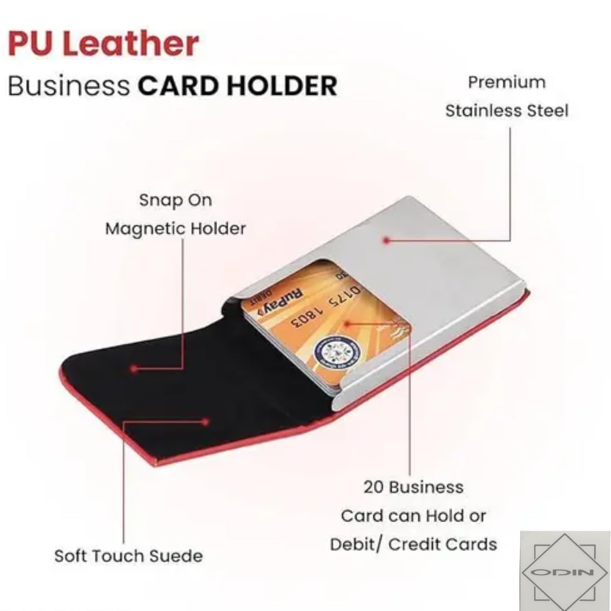 MARETTO Metal Card Holder for Men & Women | Leather Top RFID Blocking Card Case | Slim Business Card Holder | Credit/Debit/ATM Card Wallet | 9.5 x 6.5 cm Compact ID Card Holder (Green)