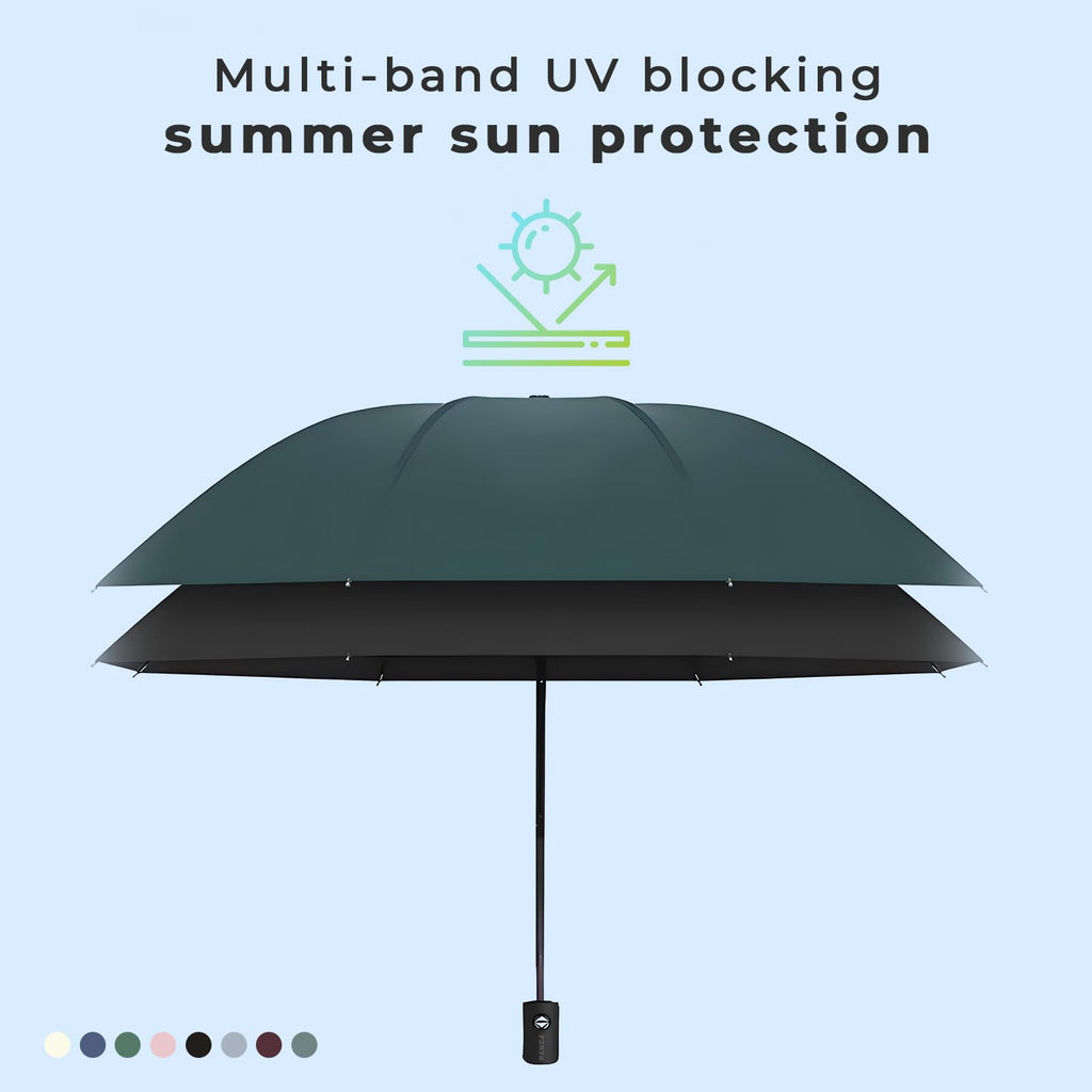PANCA Windproof Automatic Open Close Travel Umbrella for Men & Women | Compact 3 Fold Rain Umbrella with 8 Reinforced Ribs | Portable Folding Umbrella for Office, Travel & Outdoor (Maroon)