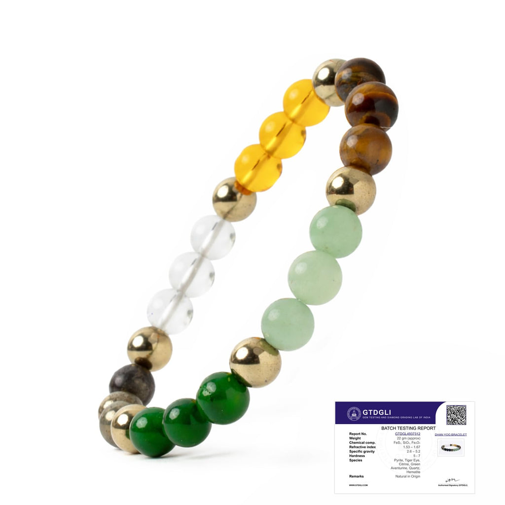 Astrotalk Dhan Yog Bracelet | Attracts Wealth & Financial Prosperity | Pyrite, Citrine, & Aventurine | Astrology Dhanyog Bracelet for Men & Women | Certificate of Authenticity