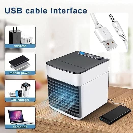 Desert Air Coolers, Portable, Tower Air Coolers Portable Air Cooler – 3-in-1 Evaporative Mini Air Conditioner with 3 Speeds, USB Powered Personal Space Cooler, LED Night Light for Bedroom