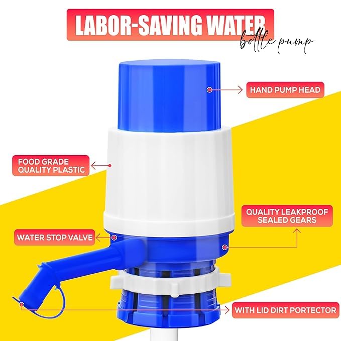 Manual Water Pump Dispenser for 20 Litre Bottle | Hand Press Drinking Water Pump with Long Nozzle | Portable, Easy to Install for Home, Office & Travel