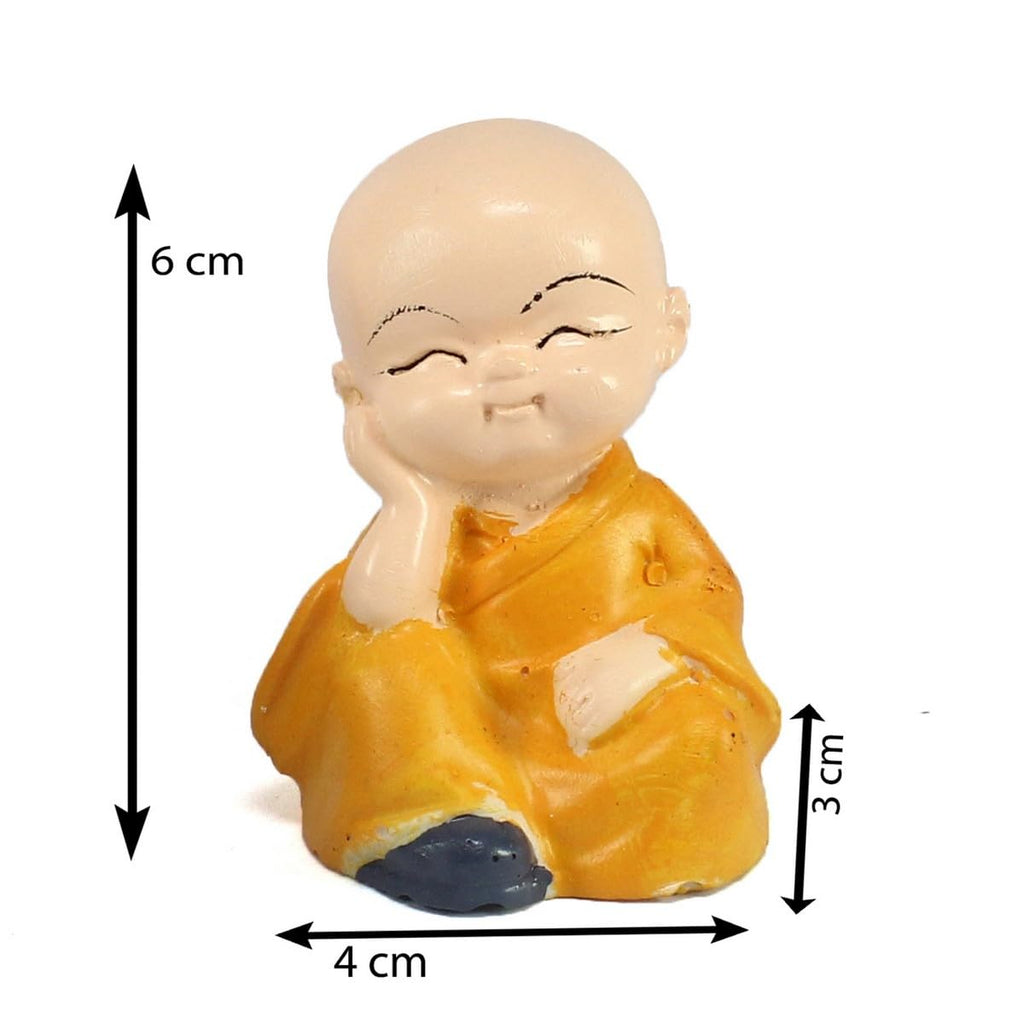 eCraftIndia Resin Set of 4 Little Monk Buddha Statue Think No Evil Speak No Evil Hear No Evil See No Evil Showpiece for Home Decor Living Room Office| Diwali Housewarming Buddha Purnima Birthday Gifts