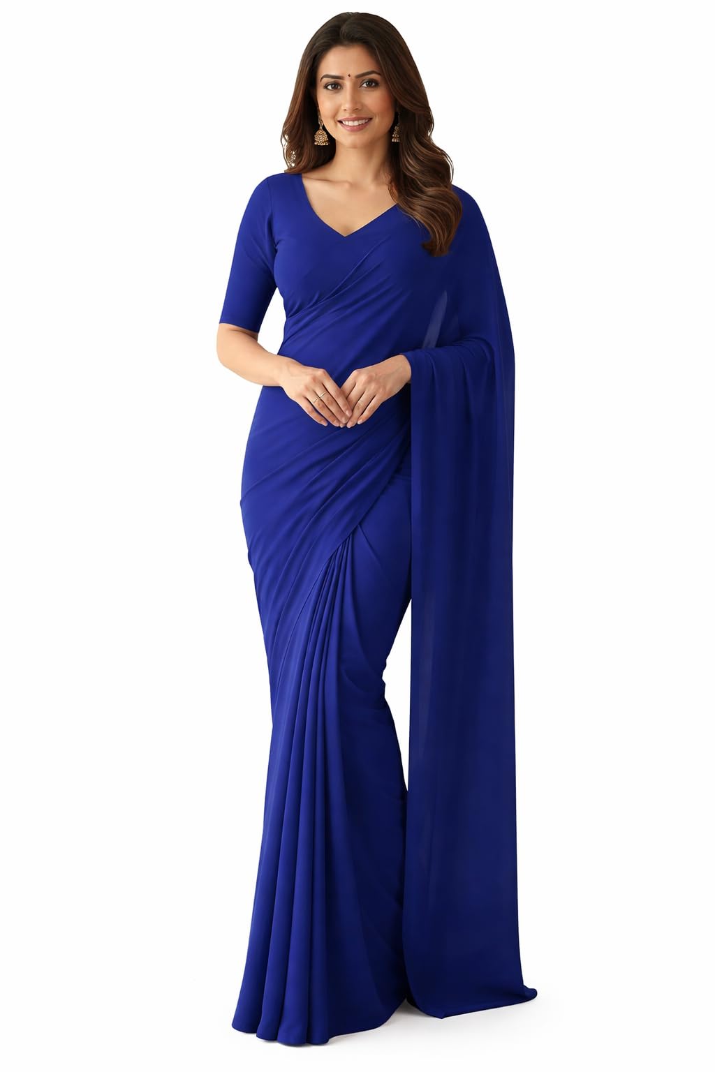 सरस साड़ी Blue Cotton Saree for Women | Soft Breathable Pure Cotton Saree with Blouse Piece | Lightweight Daily Wear & Casual Ethnic Saree | Summer Friendly Traditional Indian Blue Saree