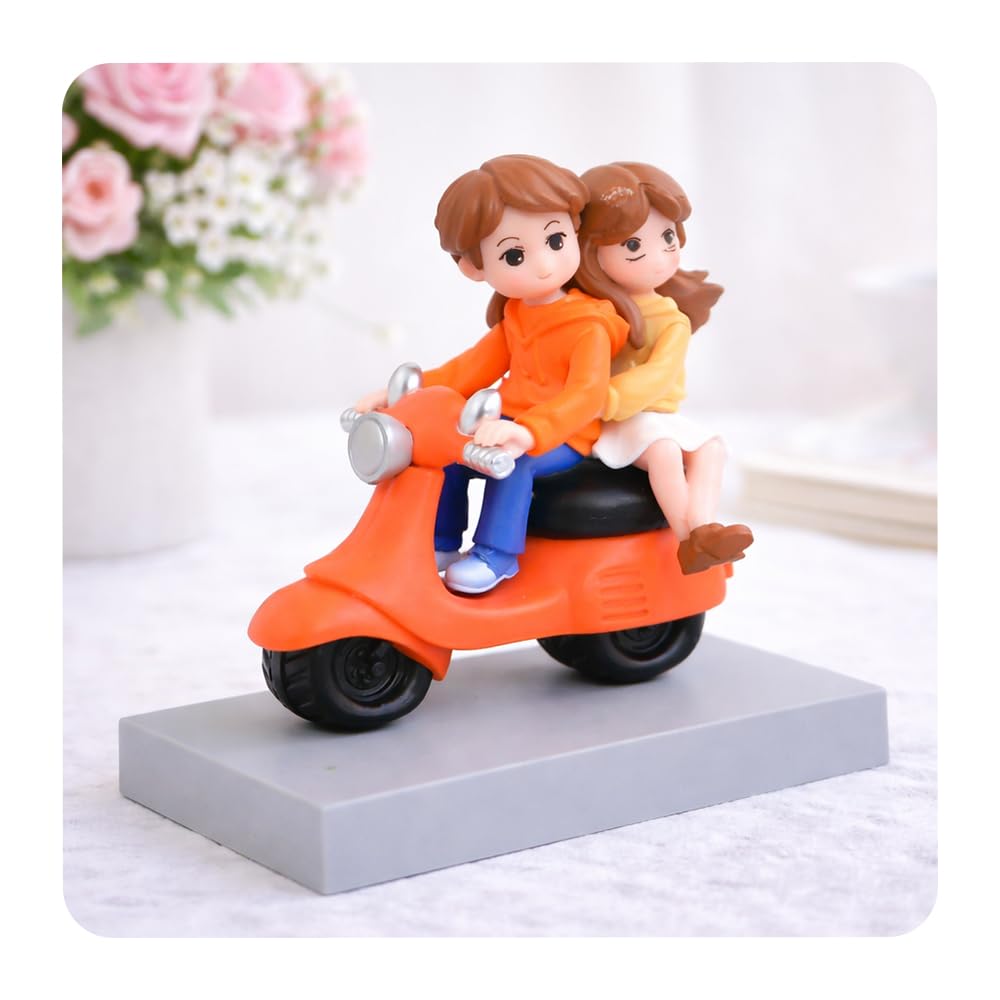 CraftVatika Valentines Day Gift for Husband Wife Girlfriend Boyfriend, Valentine Love Couple on Scooter Ride Statue Showpiece Home Decorative Items for Tabletop, Room Office Decor Bedroom Items