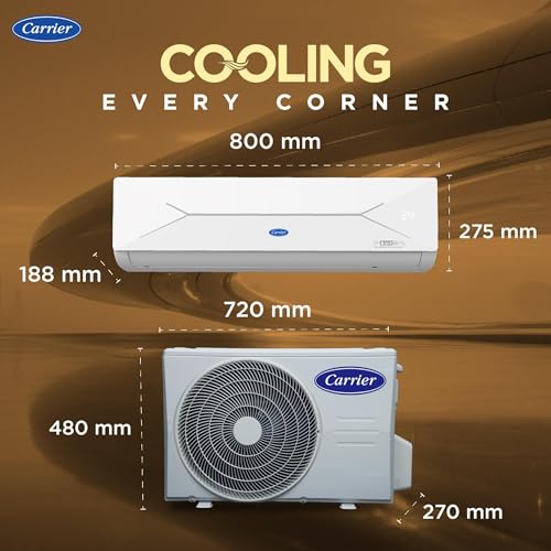 Carrier 1 Ton 3 Star, New Star rated, Wi-Fi Smart Flexicool Inverter Split AC (Copper, Convertible 6-in-1 with Wi-Fi with Geo-Fencing, Smart Energy Display, ESTER EDGE Gxi WiFi-CAI12EE3R36W0, White)