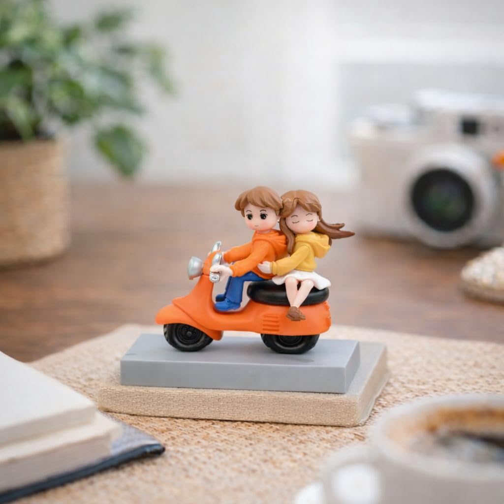CraftVatika Valentines Day Gift for Husband Wife Girlfriend Boyfriend, Valentine Love Couple on Scooter Ride Statue Showpiece Home Decorative Items for Tabletop, Room Office Decor Bedroom Items