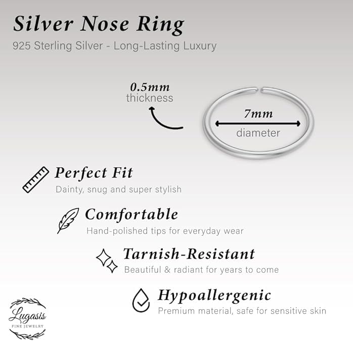 KYRIN Nose Ring Without Piercing 2 Pcs Fake Nose Ring For Women Clip On Septum Ring Without Piercing 8mm For Girls 2 PCS