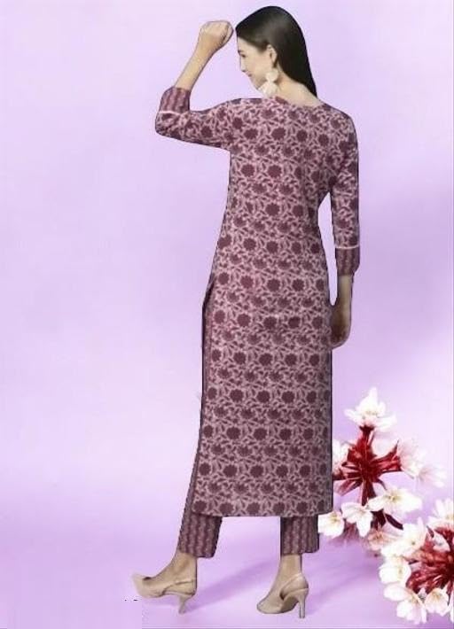 JIVANDHARA Trendy Cotton Kurti Set for Women | A-Line Knee Length Kurta | Round Neck | Comfortable Daily & Casual Wear Color Maroon Size 4XL