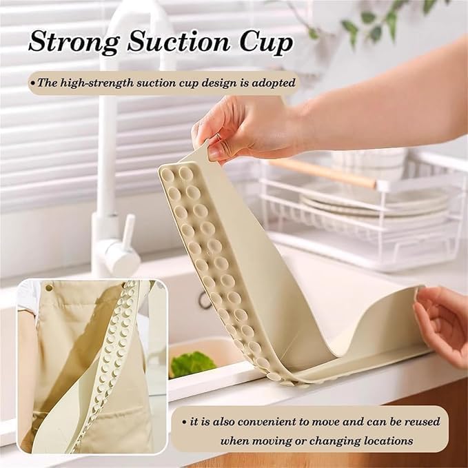 Zestzen Silicon, Sink Splash Guard for Kitchen and Bathroom, Silicon Sink Splash Guards with Strong Suction Gifts Cup,Silicon Flume Baffle Water Barrier for Kitchen Sink Anti-Splash Water