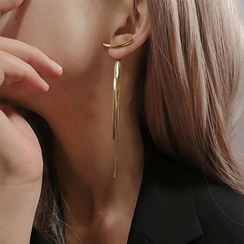 Shining Diva Fashion Latest Stylish Tassel Earrings for Women and Girls (Gold) (14768er)