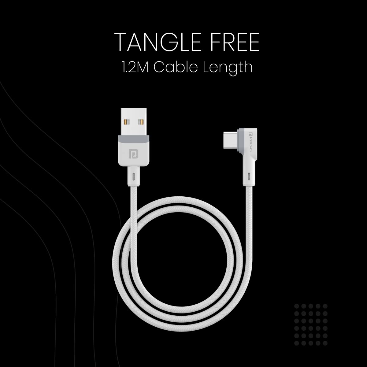 Portronics Konnect L POR-1403 Fast Charging 3A Type-C Cable 1.2 Meter with Charge & Sync Function for All Type-C Devices (White)