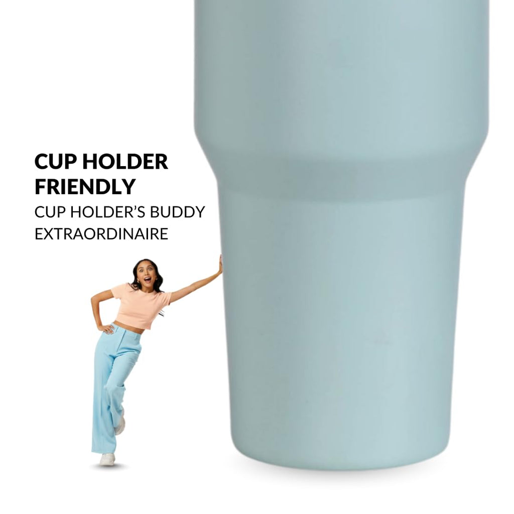 Nestasia PickSip40 Tumbler with Straw & Top Handle 1.2L | Insulated Stainless Steel Sipper Water Bottle for Adults with Dual Flip Opening Sip-Swig Leakproof Lid for Office & Gym (Arctic Blue)