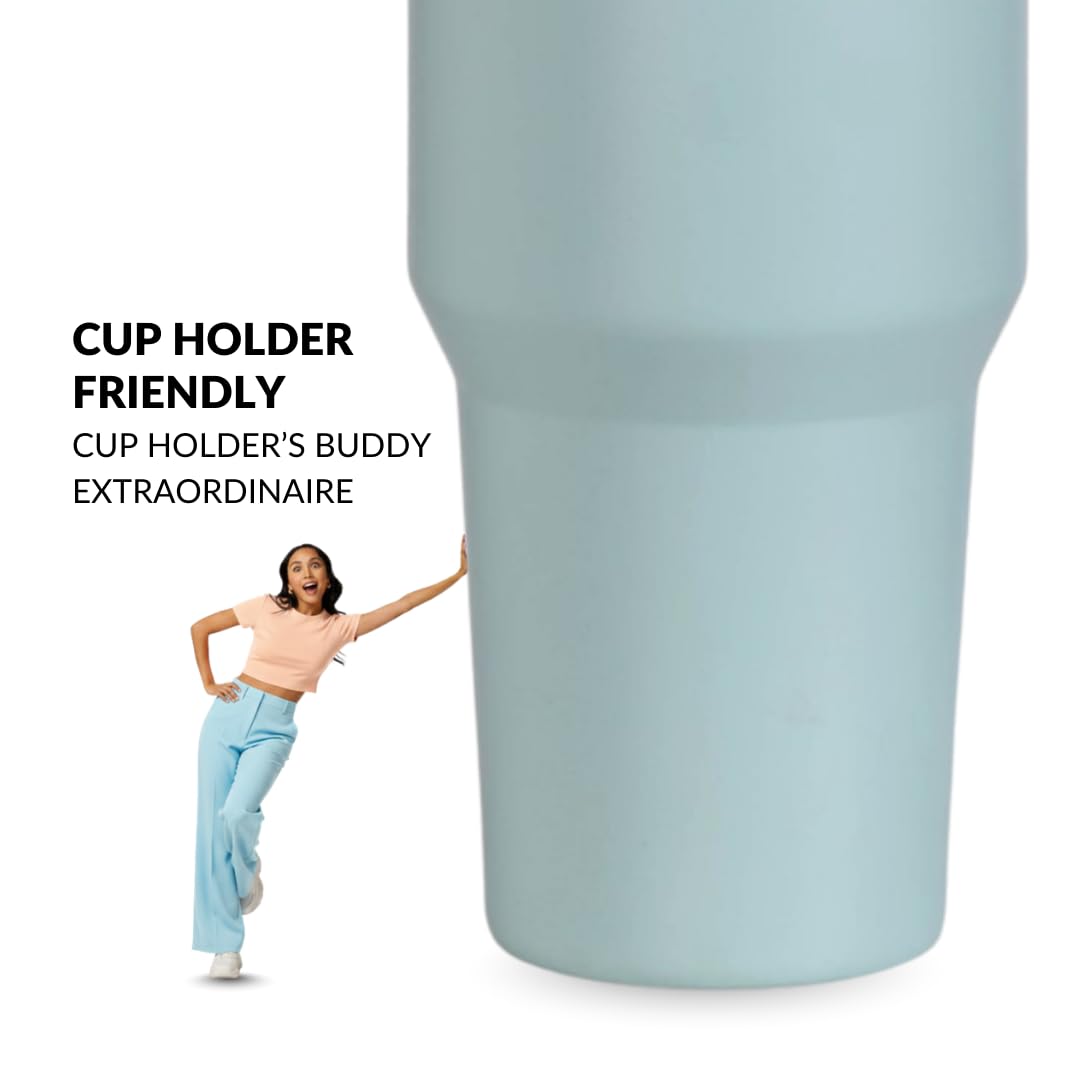 Nestasia PickSip40 Tumbler with Straw & Top Handle 1.2L | Insulated Stainless Steel Sipper Water Bottle for Adults with Dual Flip Opening Sip-Swig Leakproof Lid for Office & Gym (Arctic Blue)
