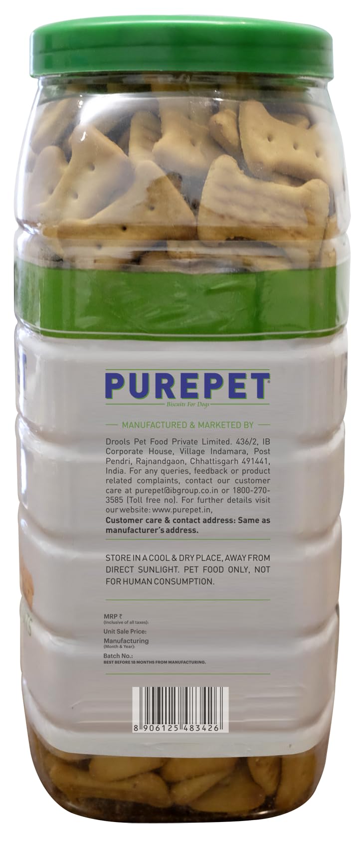 Purepet Dog Treats Biscuits for All Life Stages 800g Pack 100% Vegetable Flavour Active Behaviour Oral Health Training and Behaviour Healthy Immune System