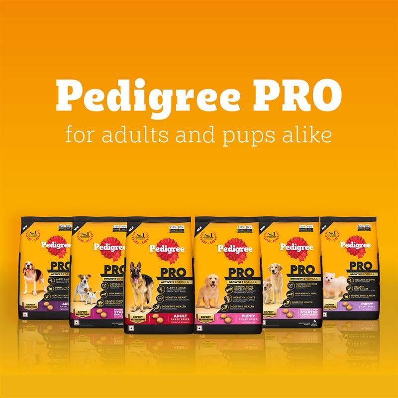 Pedigree PRO Adult Small Breed, 3 kg Dry Dog Food, Vet Trusted Brand, Expert Nutrition, Quality Protein, 33% More Nutrients (9 Months Onwards)