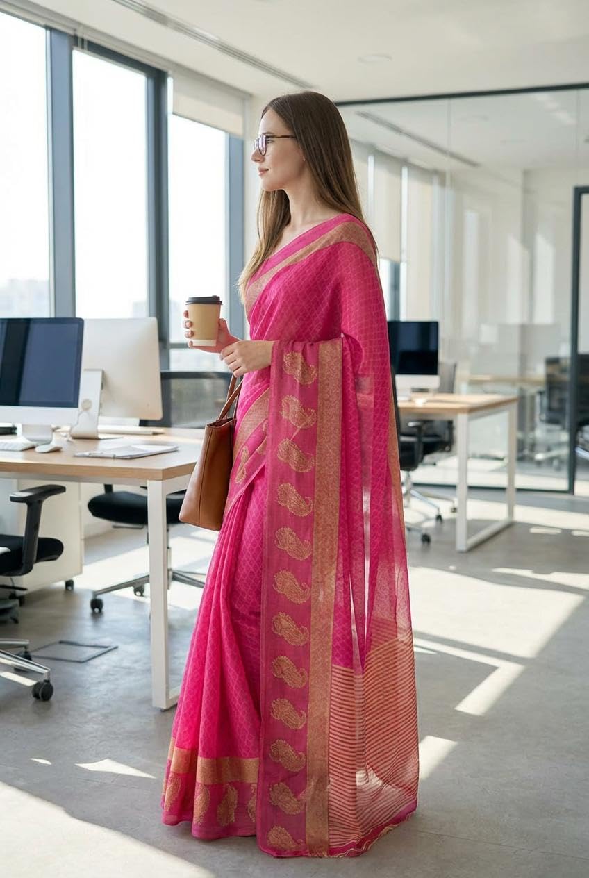 KASHVI SAREES Printed Georgette Saree With Unstitched Blouse Piece -AI_OF_1168_3