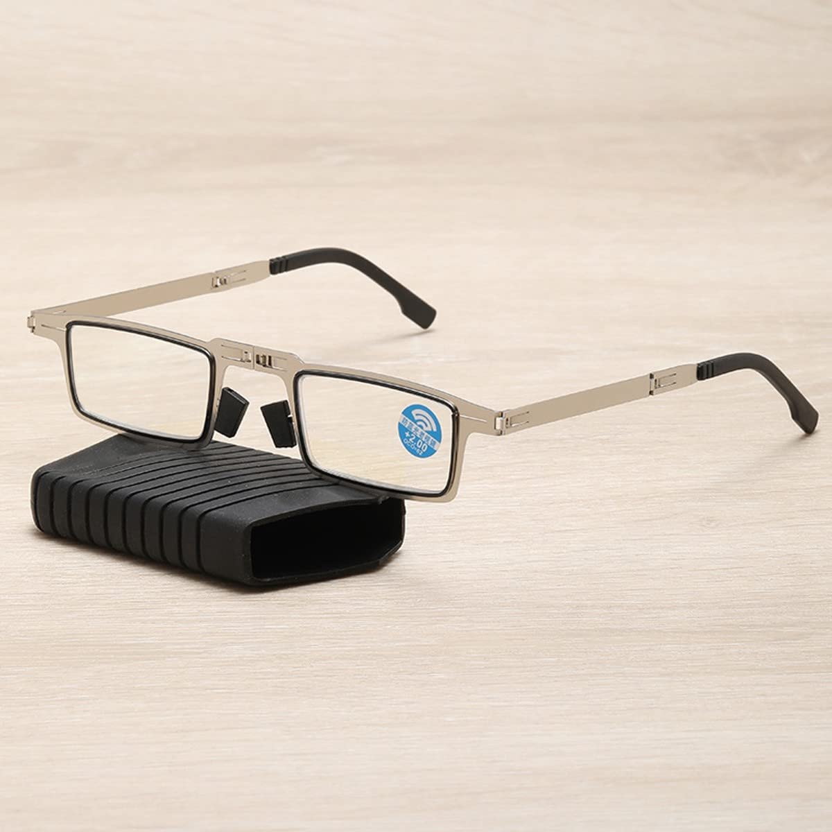 Nathgra Unbreakable Evolved Folding Reading Glasses For Women Men Blue Light Blocking Anti UV Eyestrain Foldable Portable Compact Readers with Flat Hard Case Pocket Computer glasses (1.0 x)